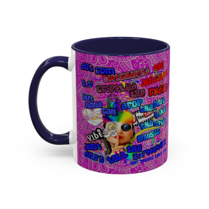 drop the beat - Accent Mug (pink swirl)