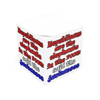 donkeys and elephants - note cube (white)