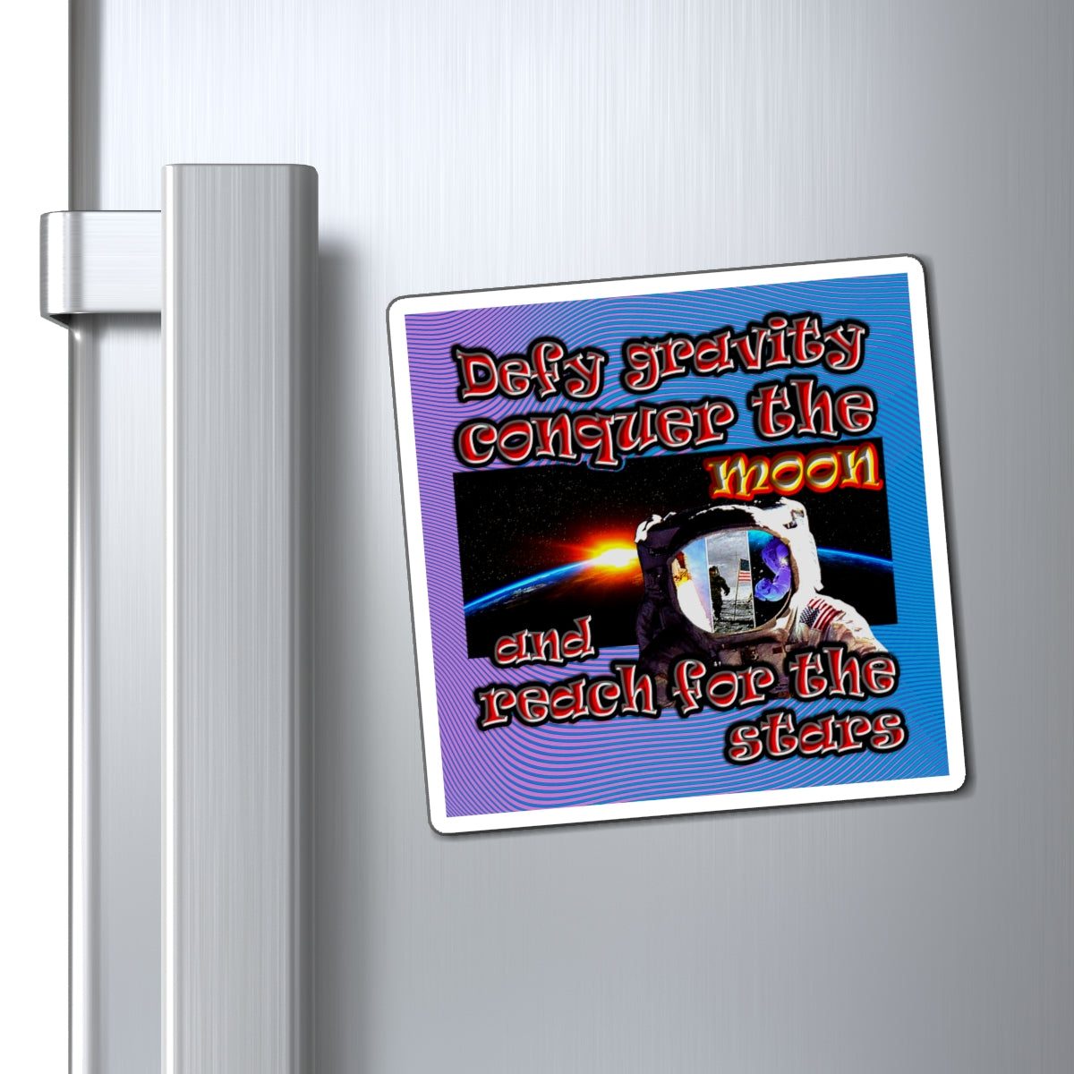 defy conquer reach - Magnets - (light blue-purple wave)