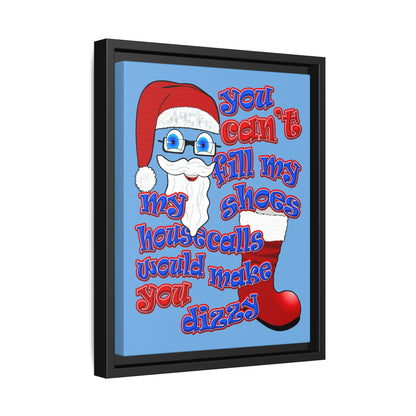 santa's shoes - framed canvas art (light blue)