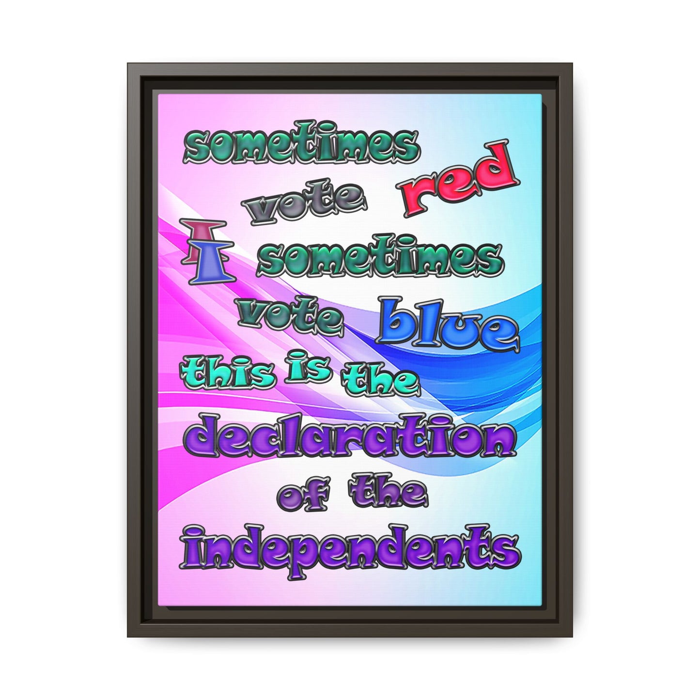 declaration of the independents - framed canvas art (light blue-pink wave)