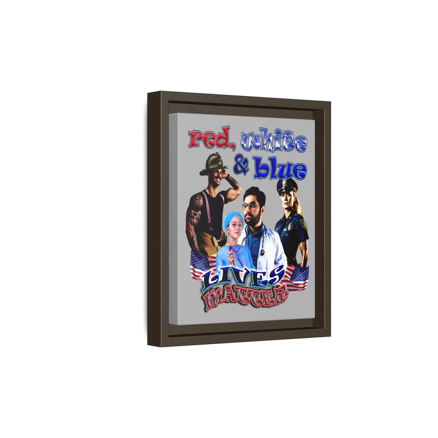 rw&b lives matter - framed canvas art (light grey)