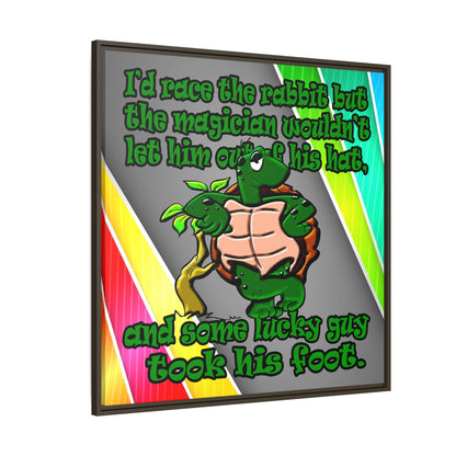 turtle race - framed canvas art (rainbow split)