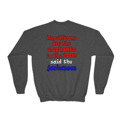 donkeys and elephants - Youth Crewneck Sweatshirt