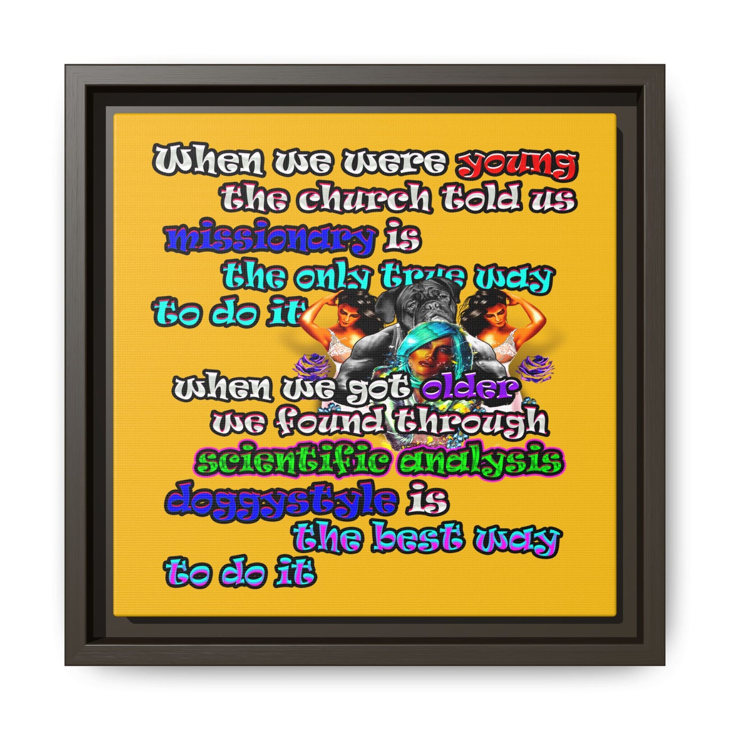 doggystyle - framed canvas art (yellow)
