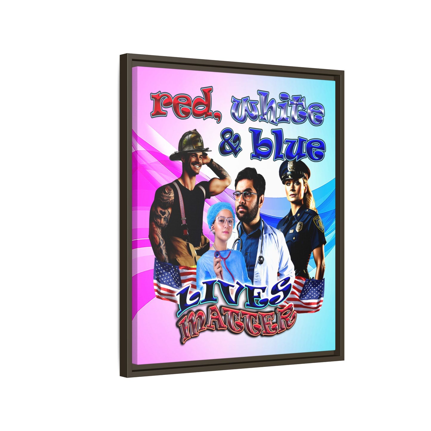 rw&b lives matter - framed canvas art (light blue-pink wave)