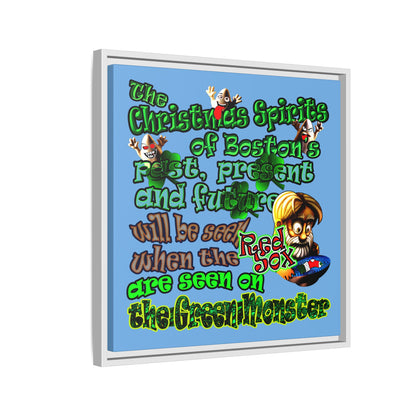 christmas spirits of boston - framed canvas art (light blue)