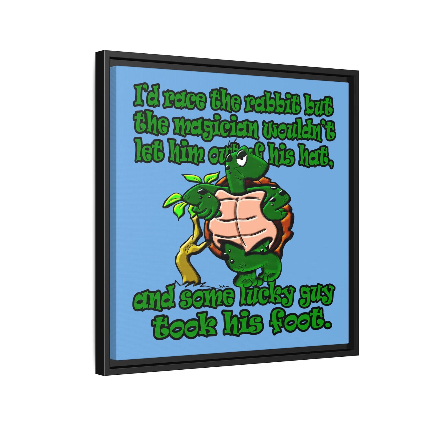 turtle race - framed canvas art (light blue)