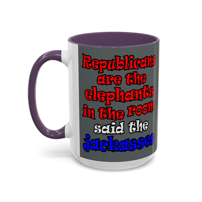 donkeys and elephants - Accent Mug (dark grey)