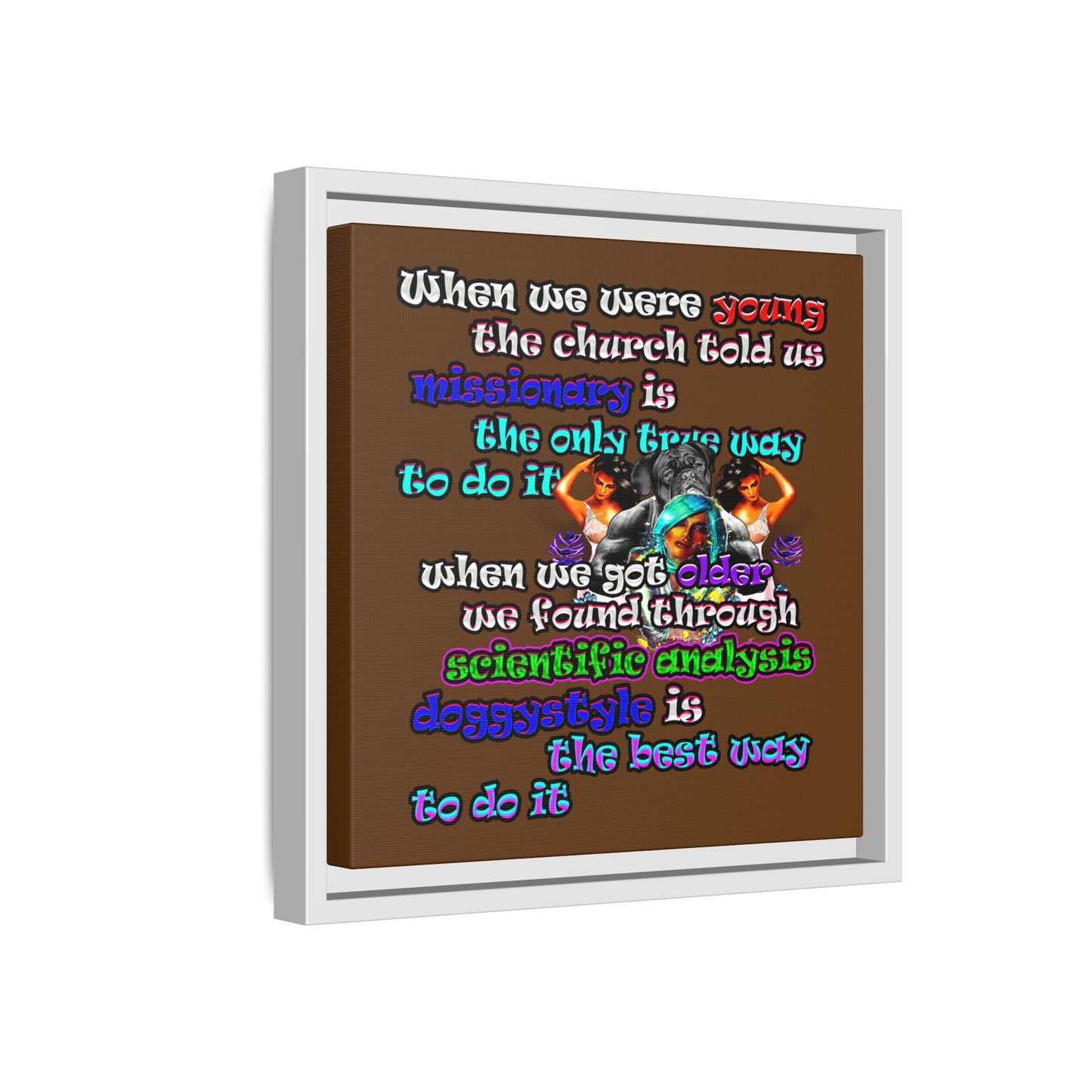 doggystyle - framed canvas art (brown)