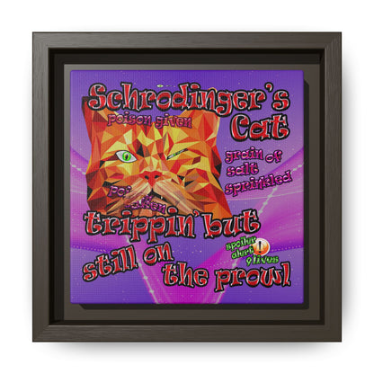 schrodinger's cat - framed canvas art (purple-pink wave)