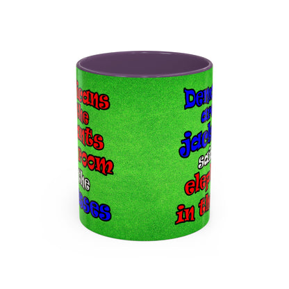donkeys and elephants - Accent Mug (green turf)