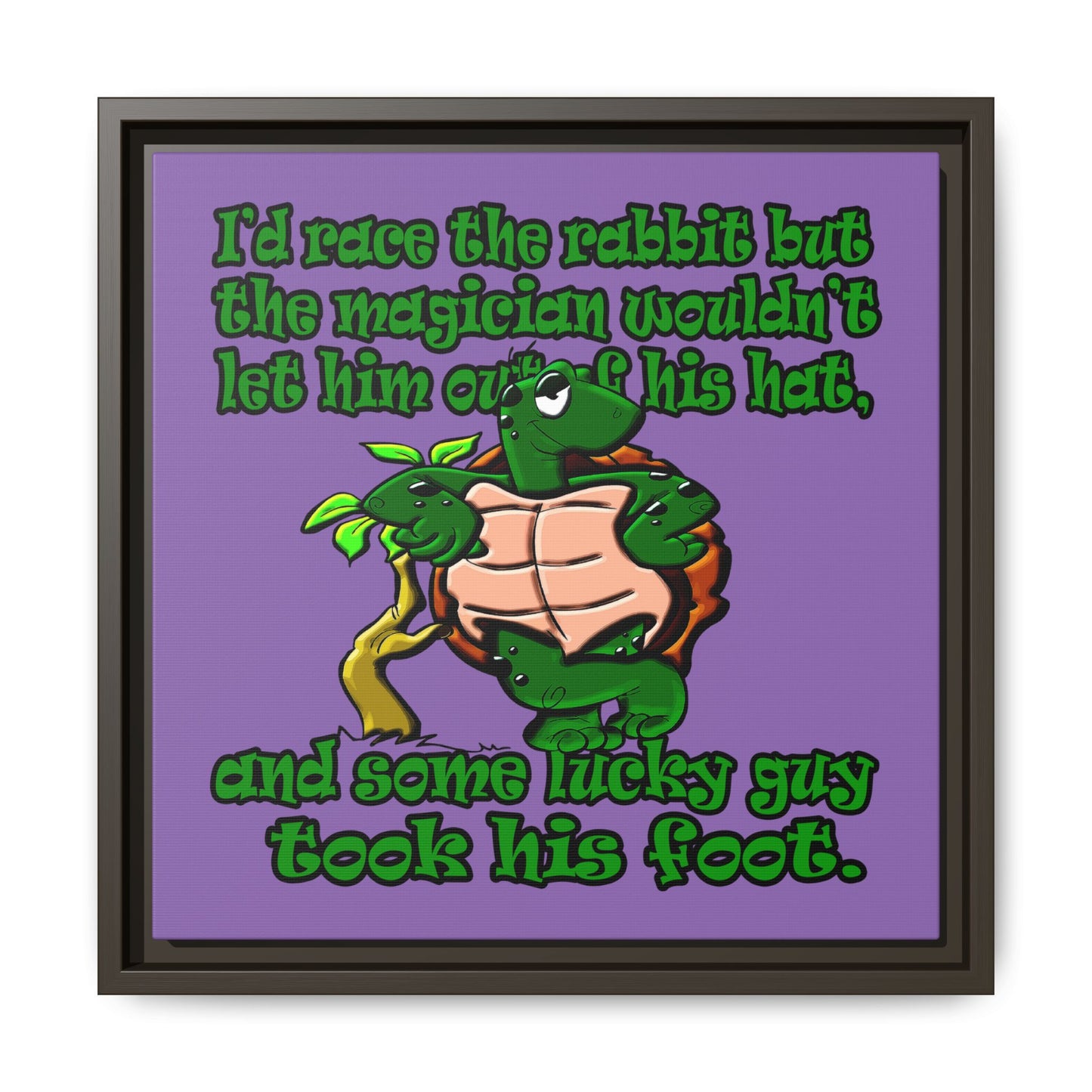 turtle race - framed canvas art (light purple)