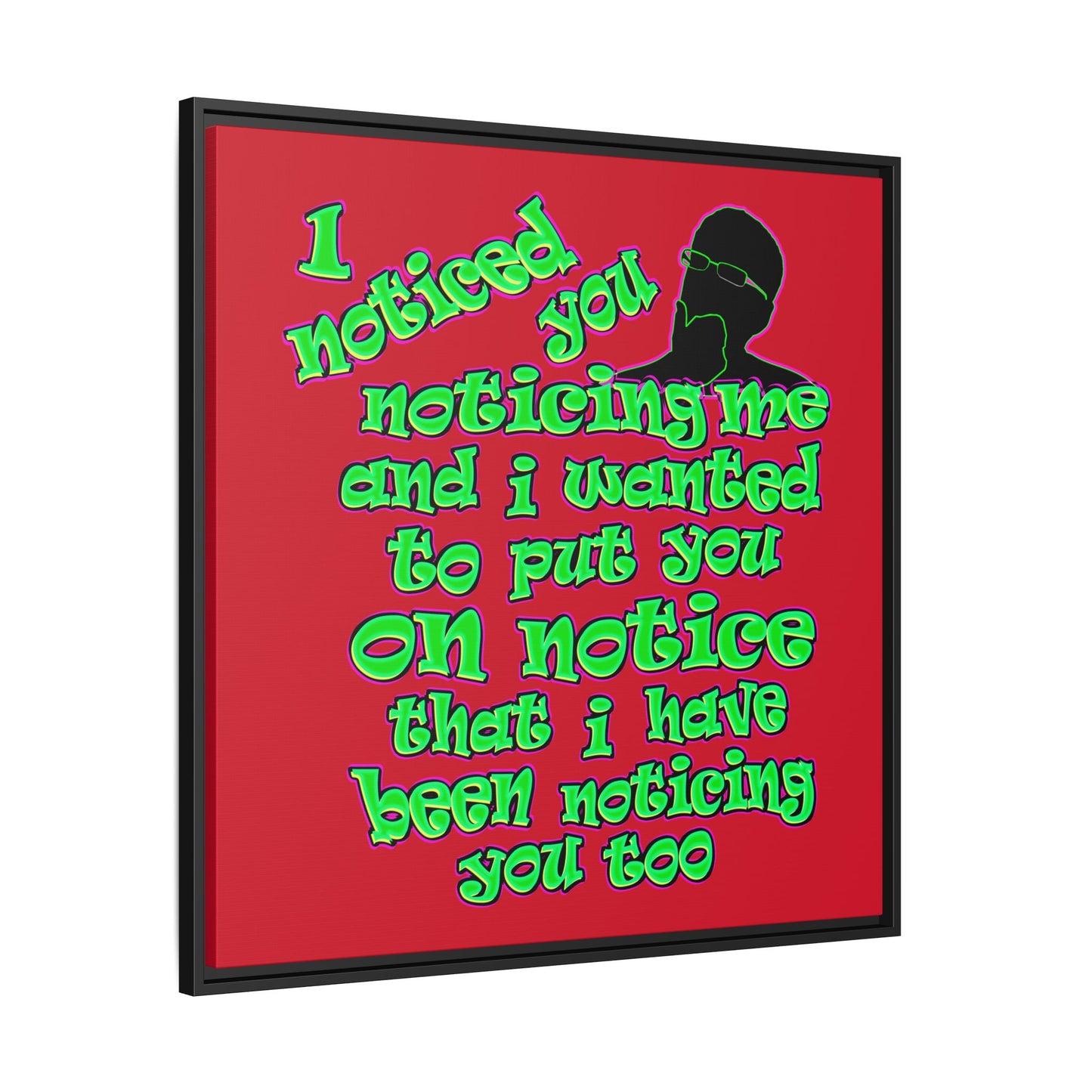 noticed you noticing - framed canvas art (dark red)