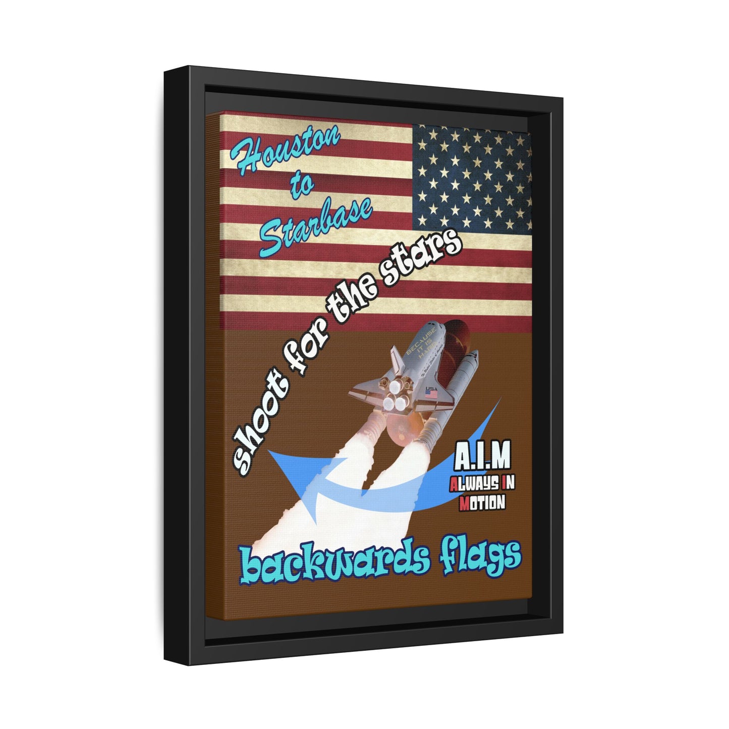 shoot for the stars - framed canvas art (brown)