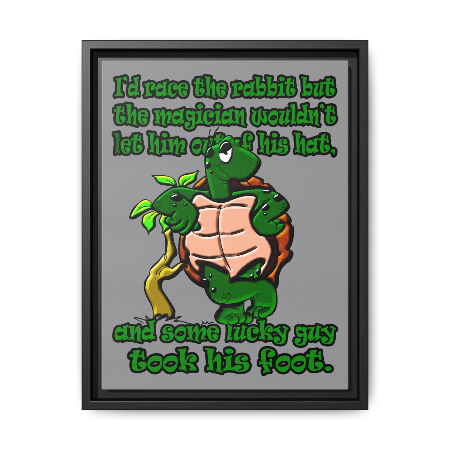 turtle race - framed canvas art (grey)