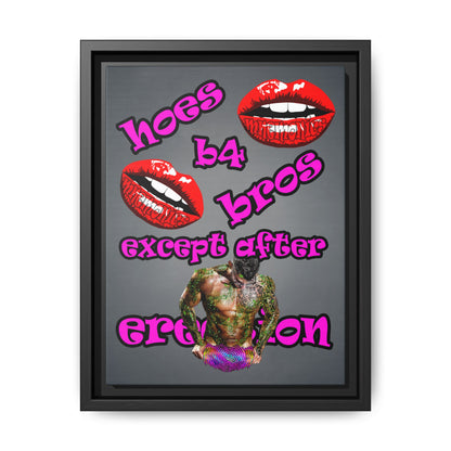 hoes b4 bros - framed canvas art (grey-light grey)