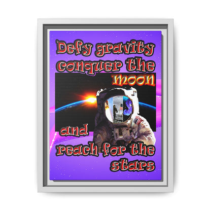 defy conquer reach - framed canvas art (purple-pink wave)
