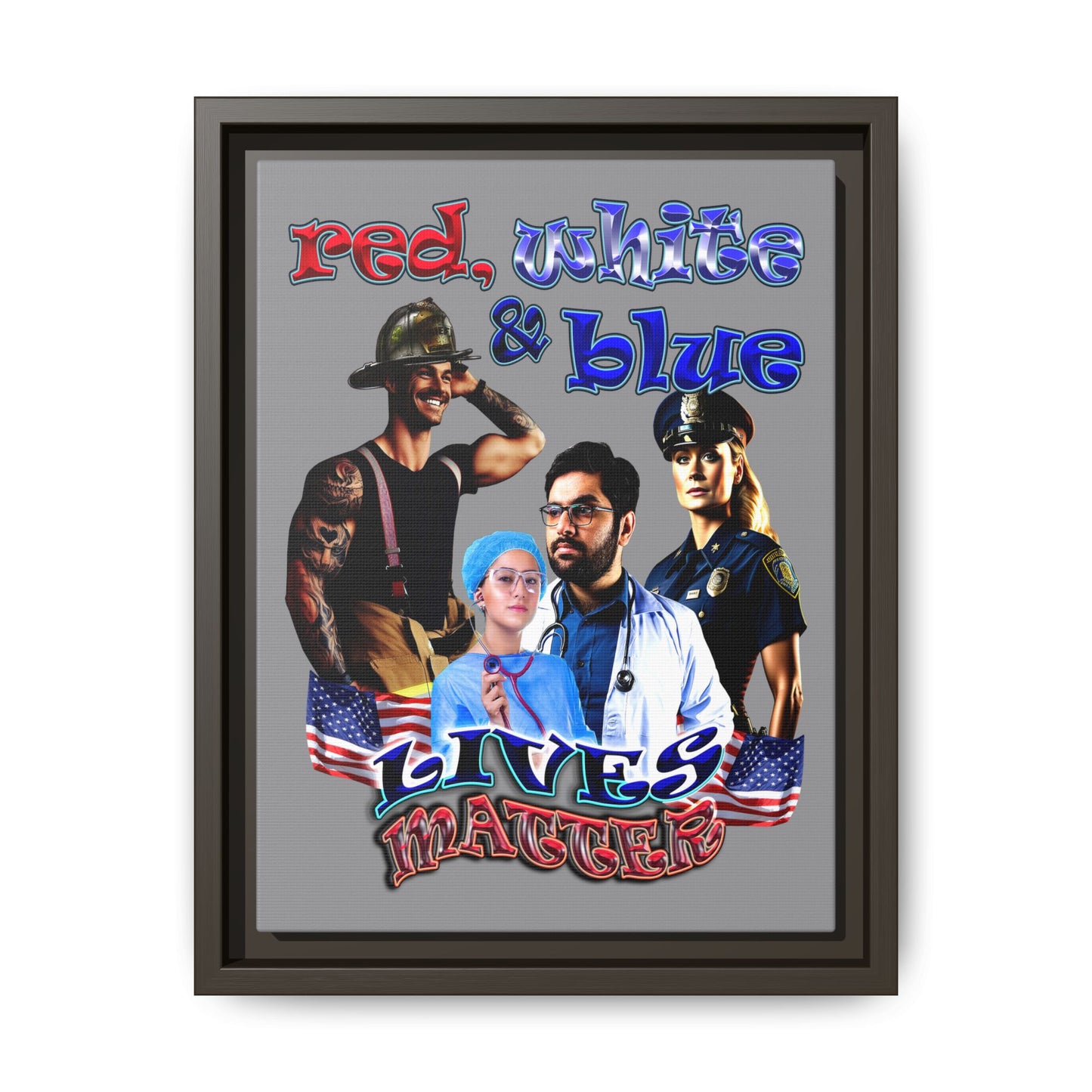 rw&b lives matter - framed canvas art (grey)