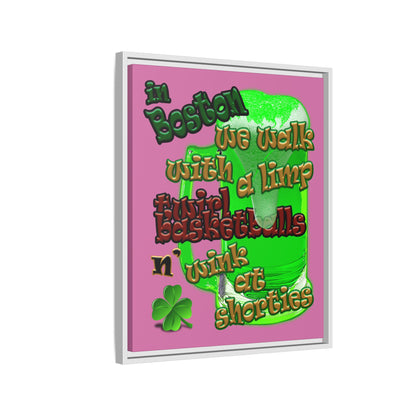 celtics logo - framed canvas art (light pink)