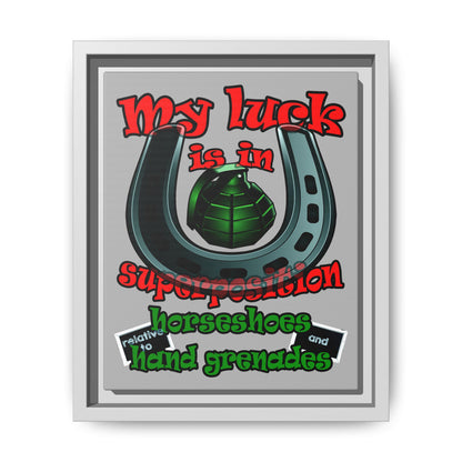 my luck - framed canvas art (light grey)