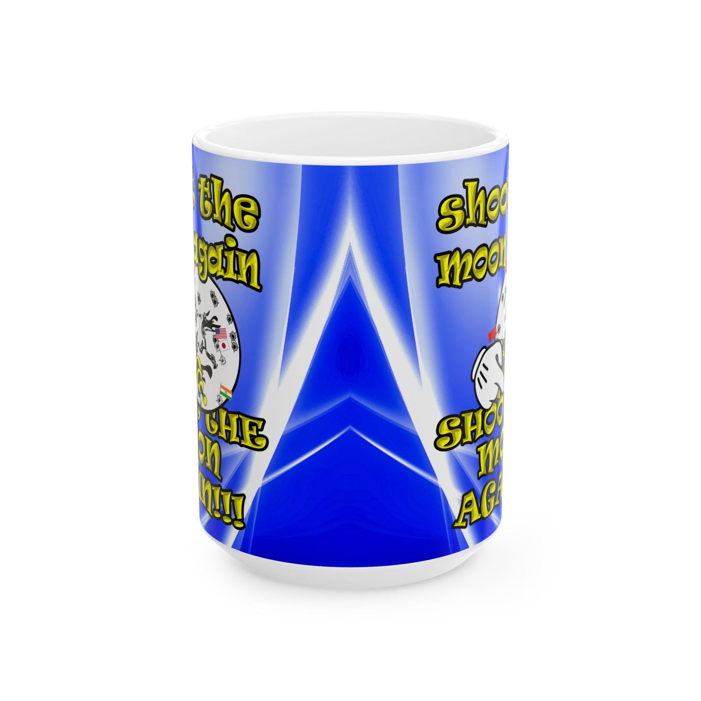 shoot the moon again - White Mug (blue-white wave)