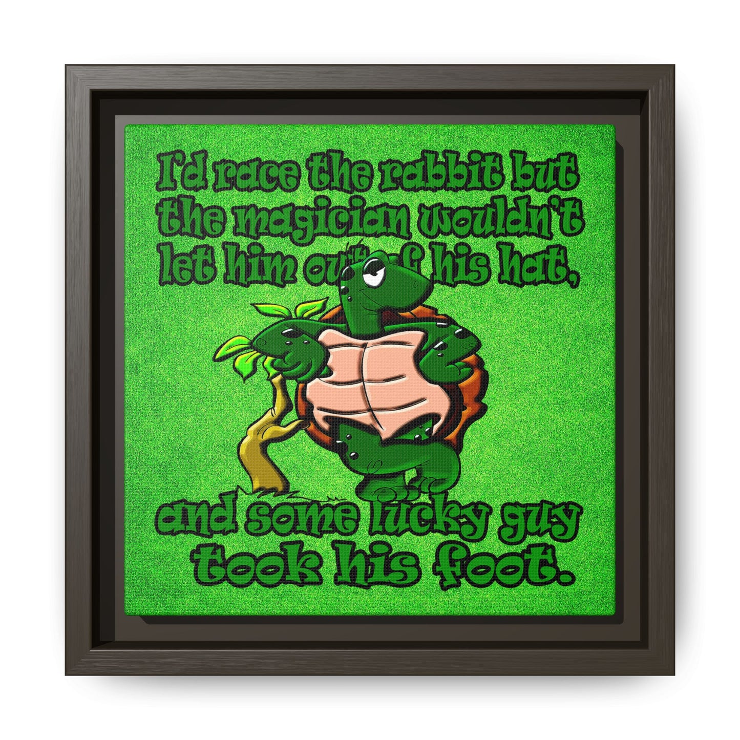 turtle race - framed canvas art (green turf)