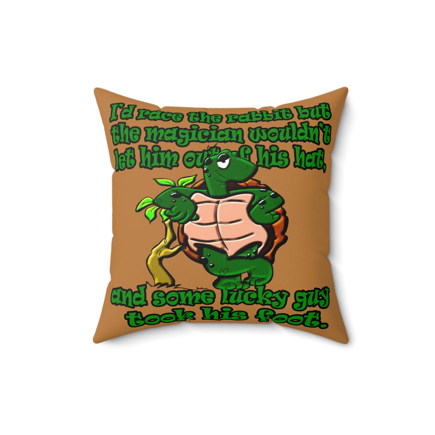 turtle race - Faux Suede Square Pillow - (light brown)