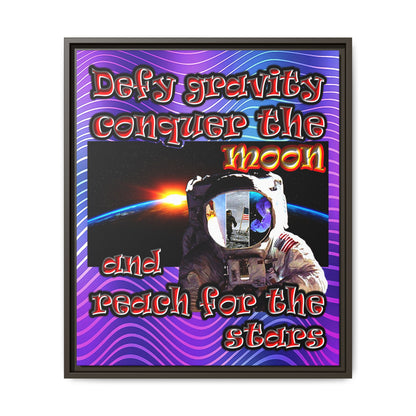 defy conquer reach - framed canvas art (purple wave)
