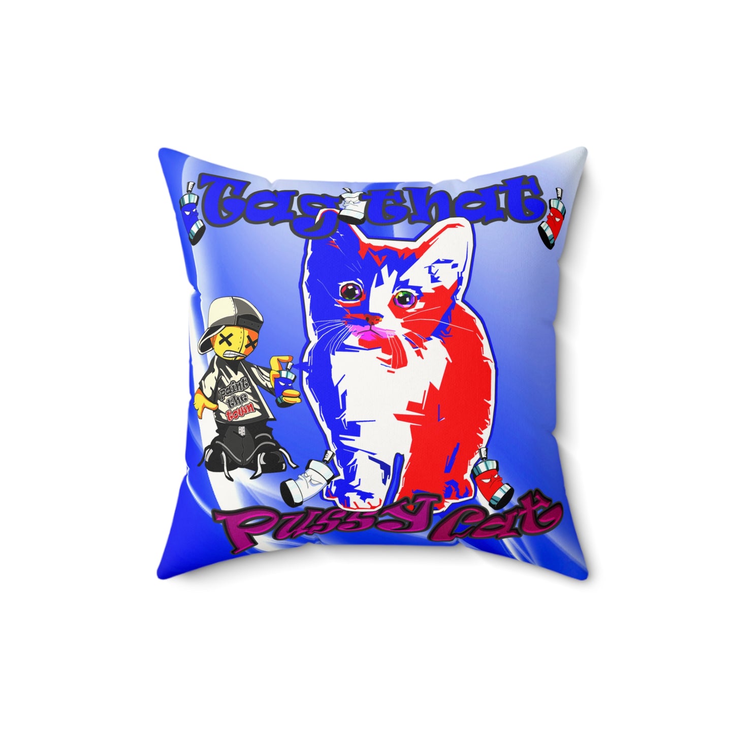tag that - Faux Suede Square Pillow - (blue-white wave)