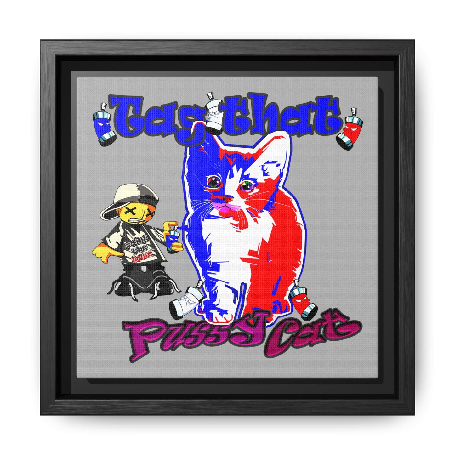 tag that - framed canvas art (light grey)