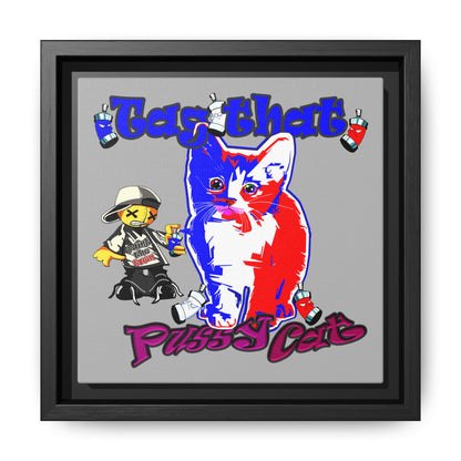 tag that - framed canvas art (light grey)