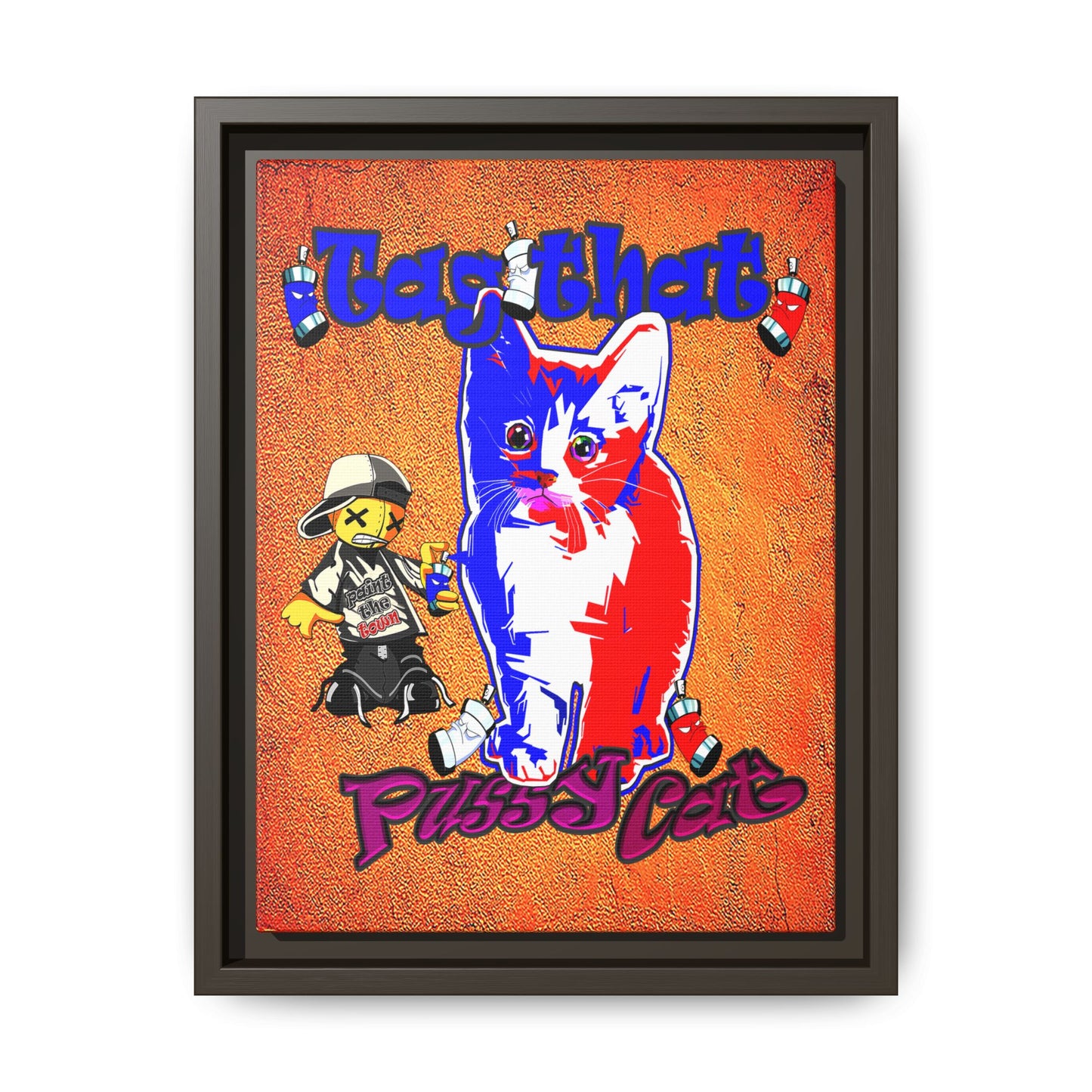 tag that - framed canvas art (burnt orange)