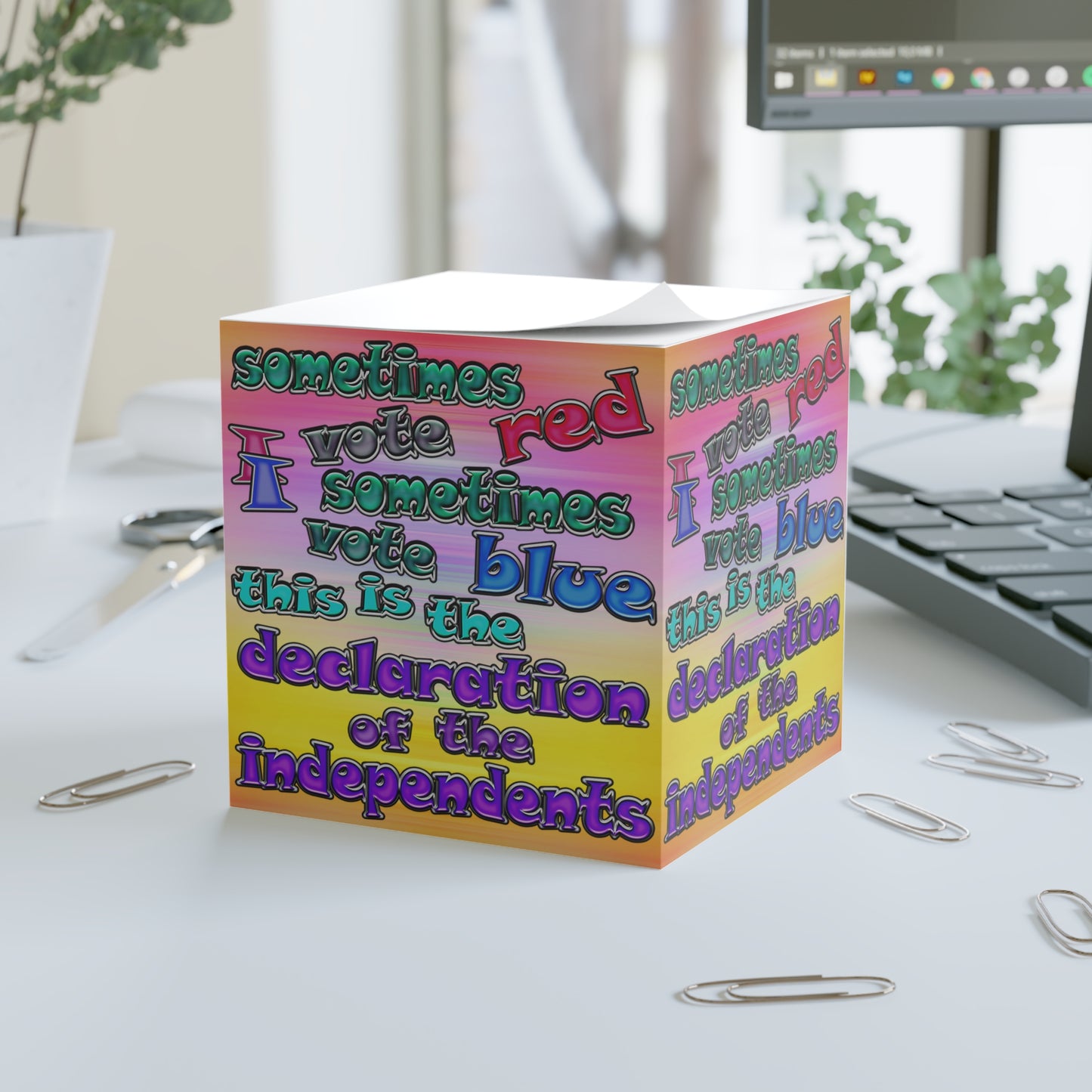 declaration of the independents - note cube (color blur)