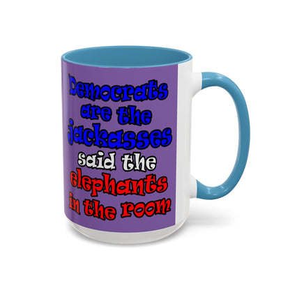 donkeys and elephants - Accent Mug (light purple)