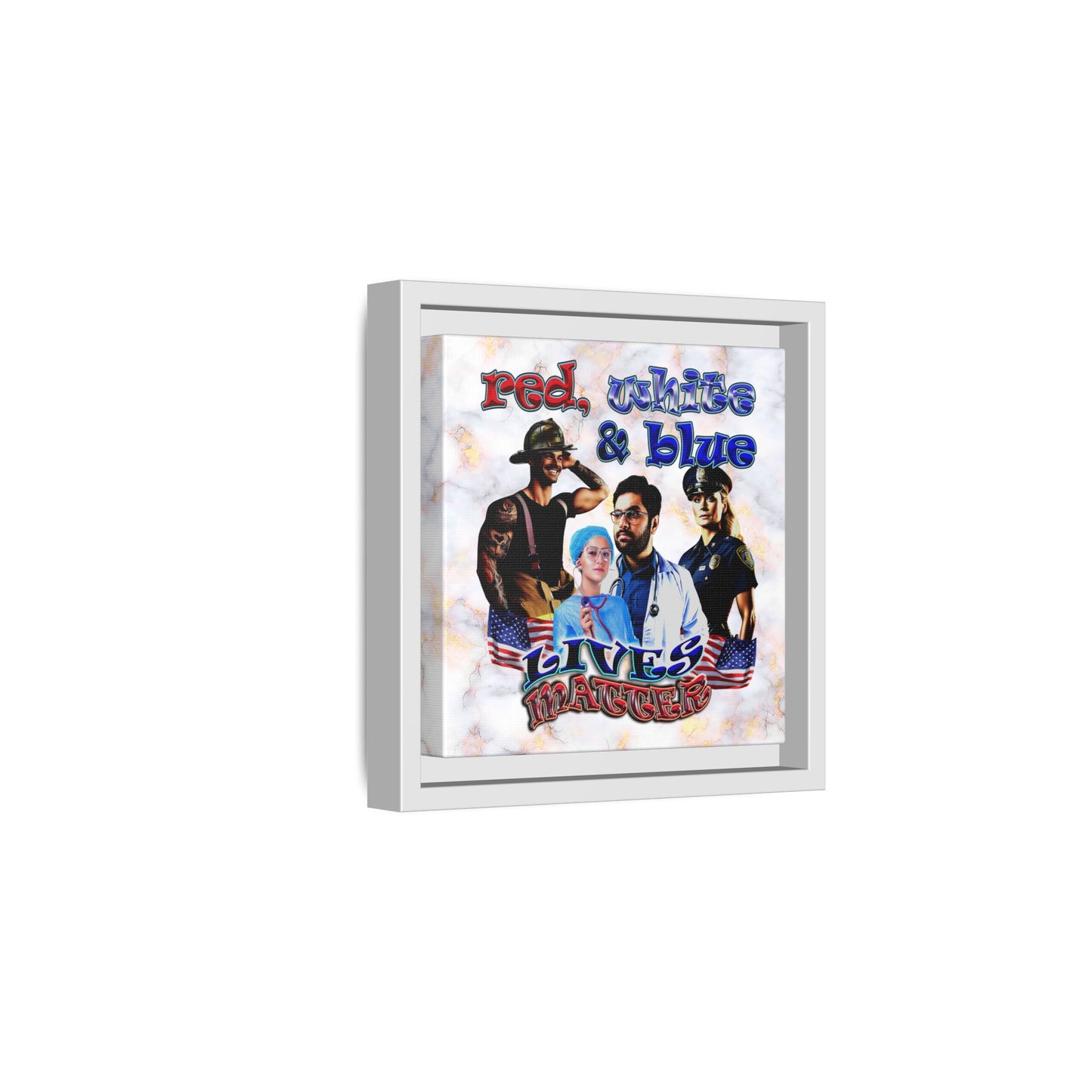 rw&b lives matter - framed canvas art (white marble)