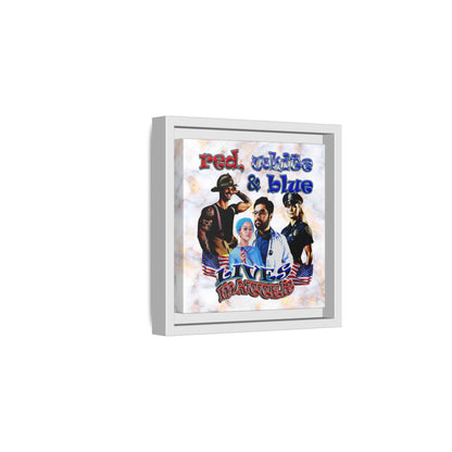 rw&b lives matter - framed canvas art (white marble)