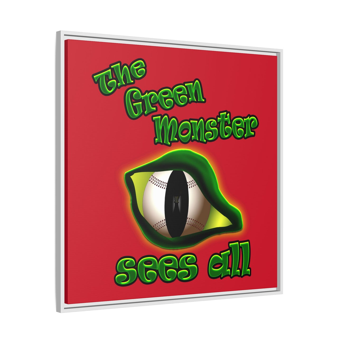 green monster - framed canvas art (dark red)