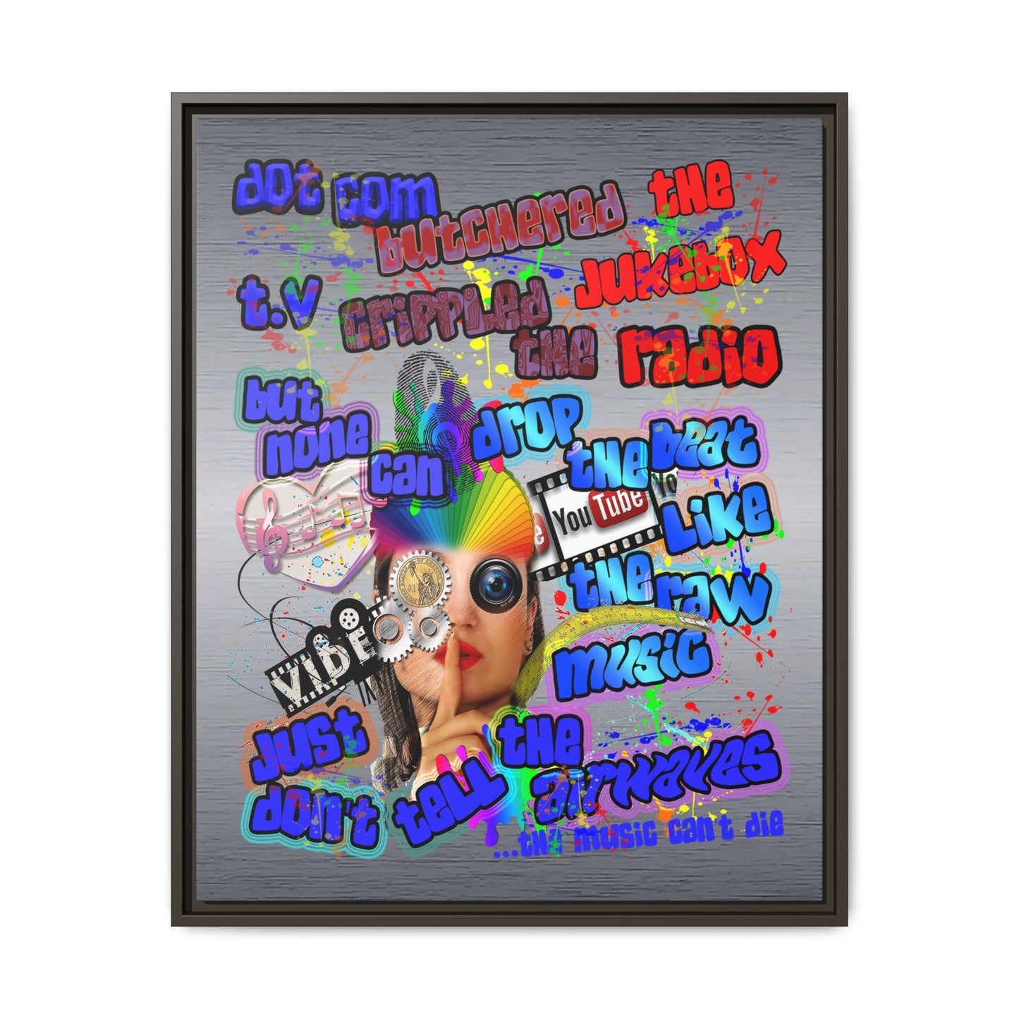 drop the beat - framed canvas art (brushed nickel)