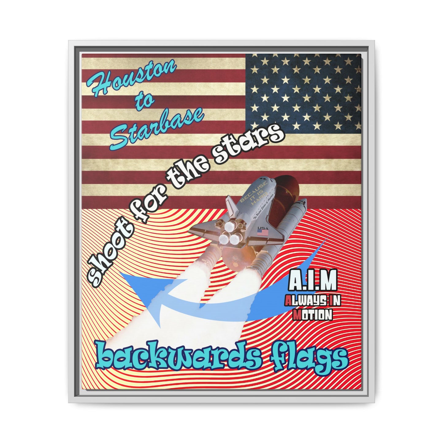 shoot for the stars - framed canvas art (yellow-orange wave)