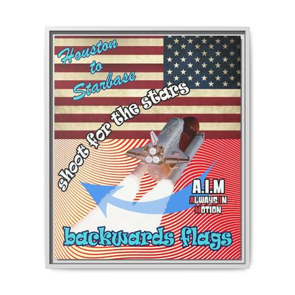 shoot for the stars - framed canvas art (yellow-orange wave)