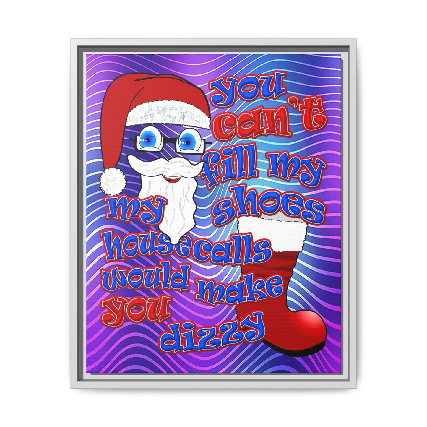 santa's shoes - framed canvas art (purple wave)