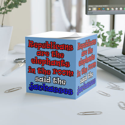 donkeys and elephants - note cube (light blue)