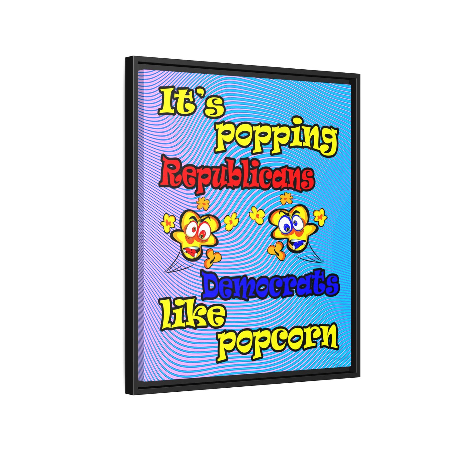 popping like popcorn - framed canvas art (light blue-purple wave)