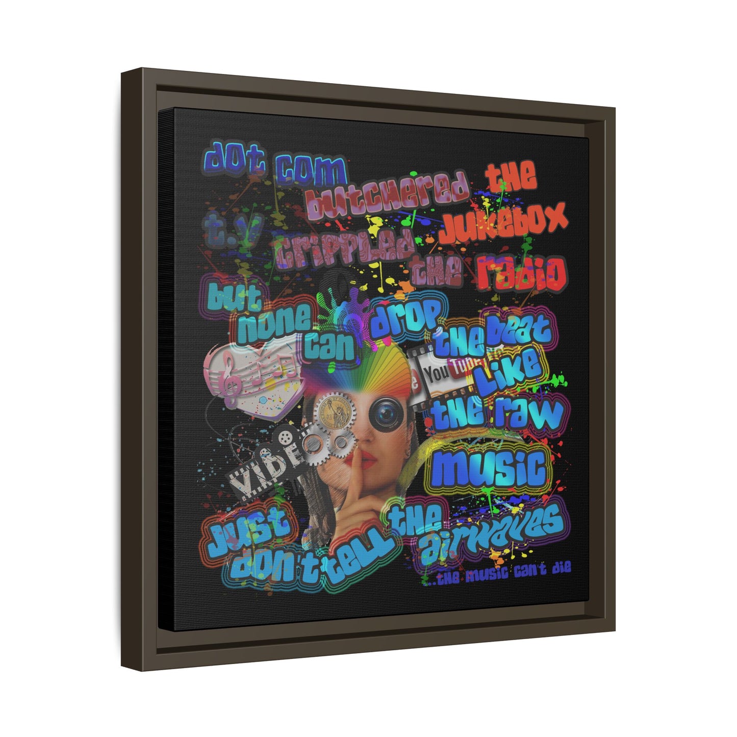 drop the beat - framed canvas art (black)