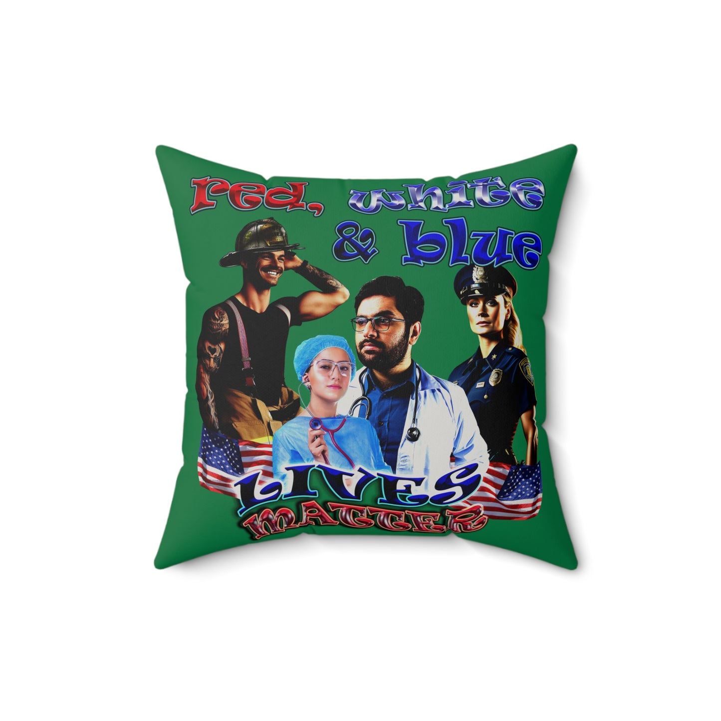 rw&b lives matter - Faux Suede Square Pillow - (dark green)