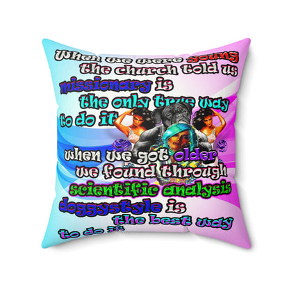 doggystyle - Faux Suede Square Pillow - (light blue-pink wave)