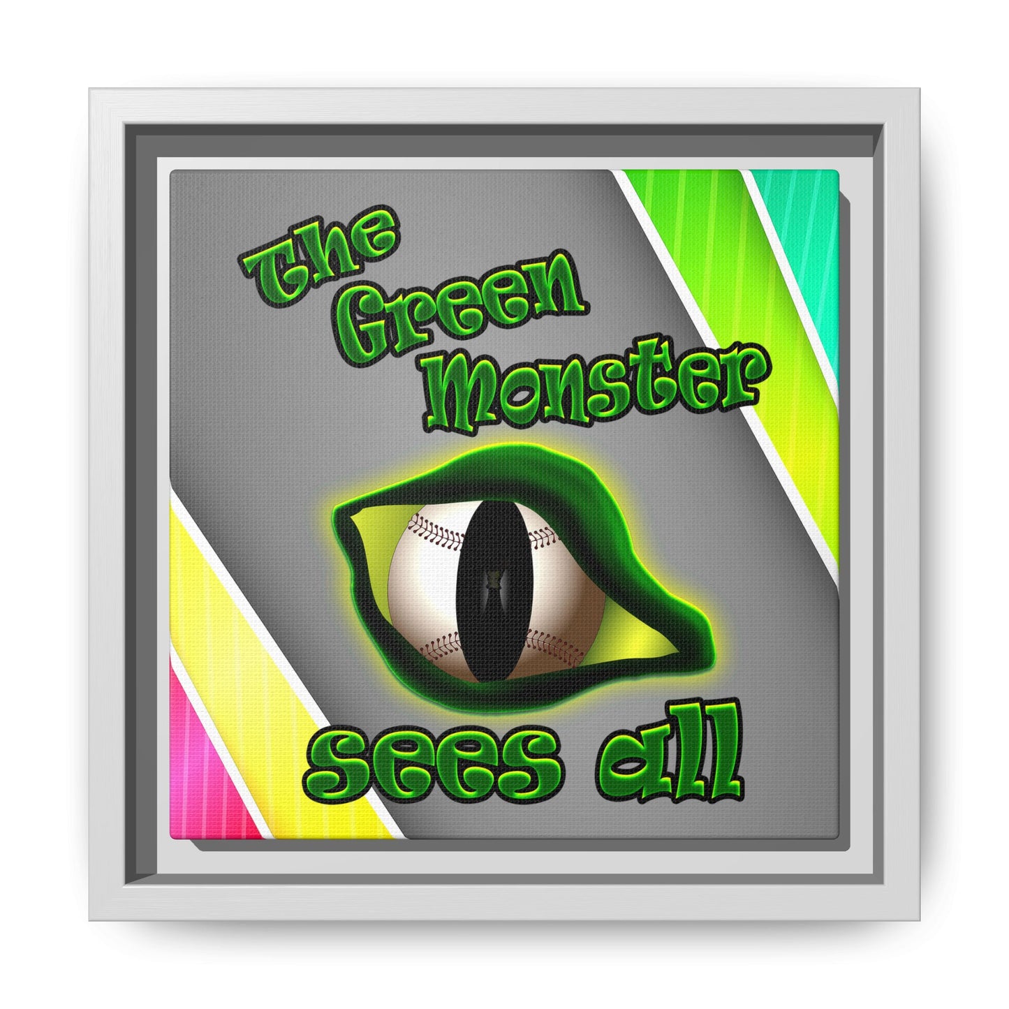 green monster - framed canvas art (rainbow split)