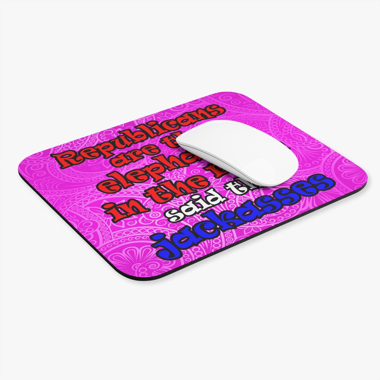 donkeys and elephants - Mouse Pad (Rectangle) (pink swirl)
