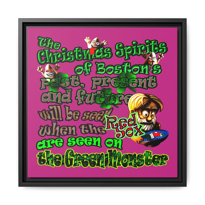 christmas spirits of boston - framed canvas art (pink)